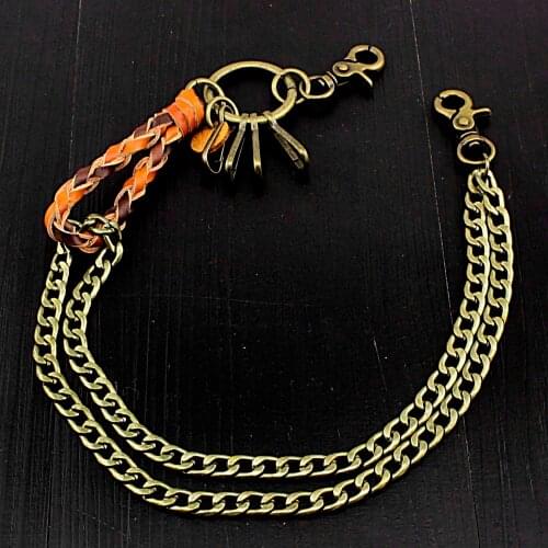 Tow Layers Bronze color Metal Pants Chain Hip Hop Punk Keychain Wallet chain