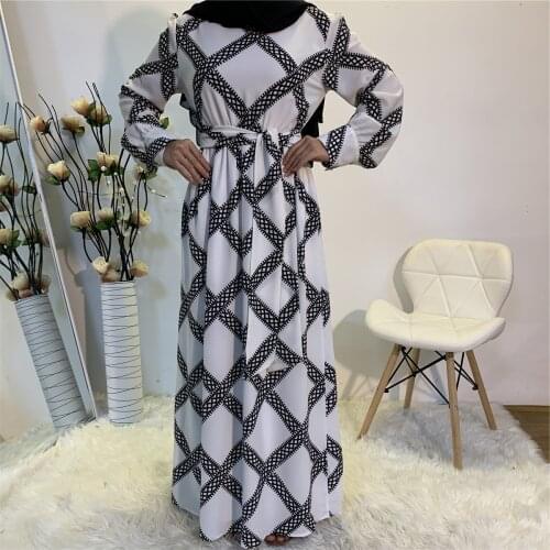Middle Eastern Muslim Fashion Printed Elegant Long Skirt, Malaysia, Turkey, Bottoming And Wearing Womens Dresses Abaya Kimono