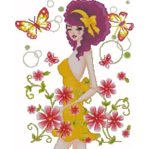 Cross stitch Handmade 14CT Counted Canvas DIY,Cross-stitch kits,Embroidery Fashion girl 39-47