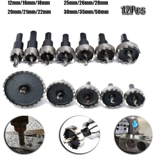 12Pcs/Set Hole Saw Tooth Kit HSS High Speed Steel Hole Drill Bit Stainless Steel Hole Opener 15mm-50mm Cutter Tool Accessories