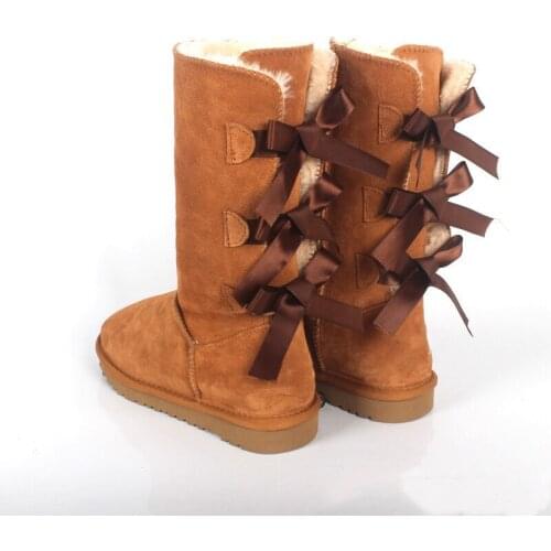 2020 new fashion 100% genuine cowhide leather snow boots rhinestone classic women high boots warm winter womens shoes