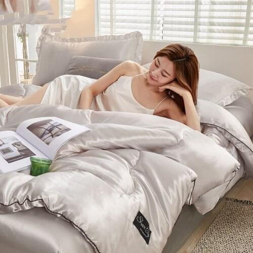 New Washable summer ice silk air conditioning thin quilt adult kids home textiles high density luxury bedding queen king size