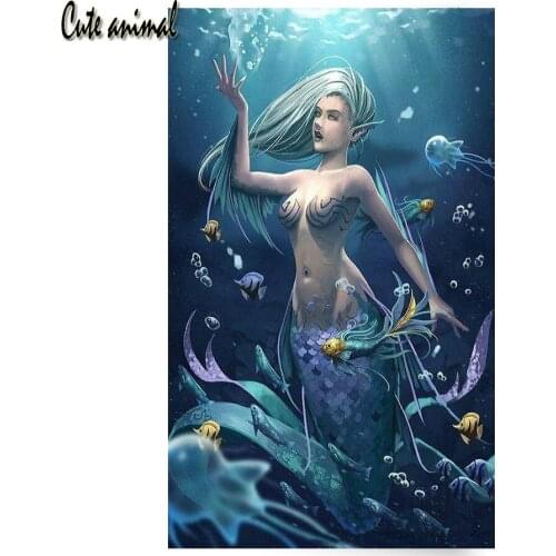 Full diamond embroidery Mermaid marine life diy square diamond painting rhinestone picture cross stitch diy handmade gifts