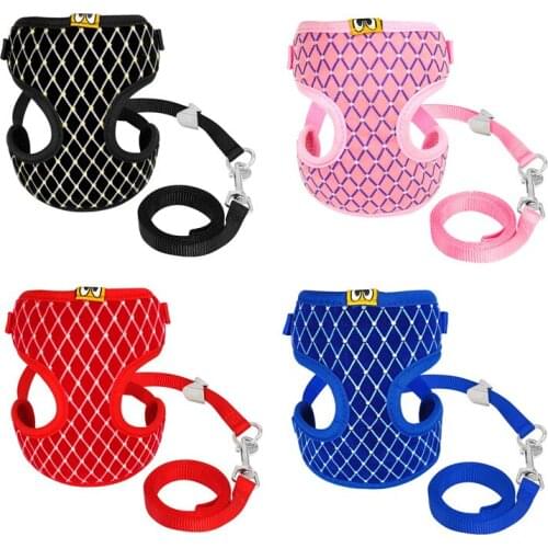 Walking Cat Harness Leash Set Diamond Pet Cat Clothe Jacket Puppy Kitten Adjustable Harness Collar Vest For Cats Small Dogs