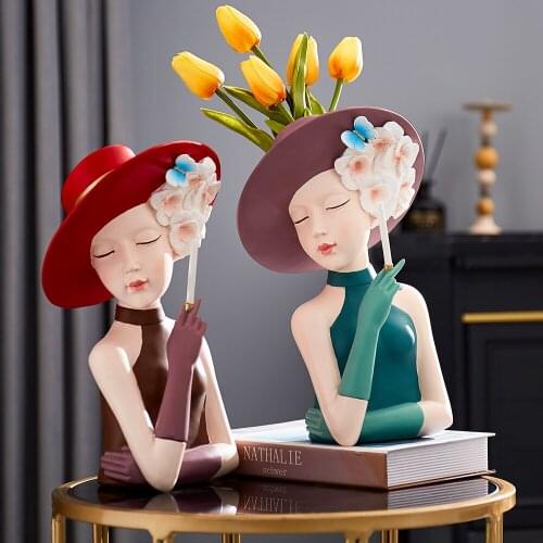 Nordic Vase Decoration Home Meditation Hold Flower Goddess Sculpture Vase Living Room Decoration Vases for Flowers Home Decor