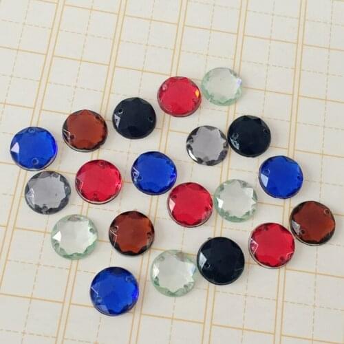 80PCS 12mm Sewing Crystal AB Flatback Rhinestones Sew On Crystals Stones Acrylic Strass For DIY Clothes Crafts