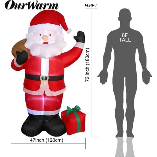 OurWarm Christmas Santa Claus Inflatable with Gift Bags 180cm Airblown Inflatable Christmas Yard Outdoor Garden Decorations 2019