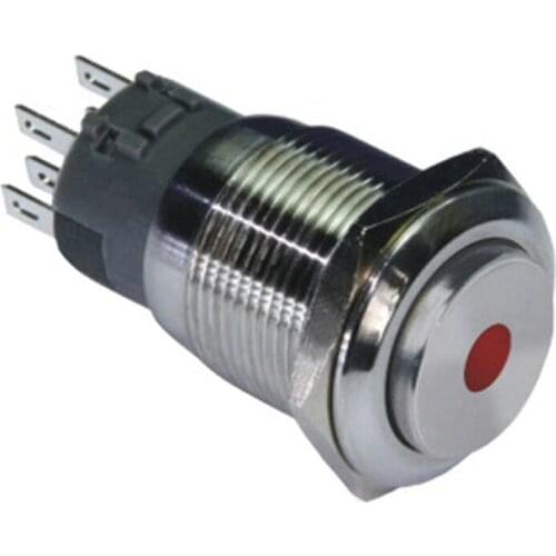 TY 1923Z 19mm High rise ON-OFF self-locking pin terminal dot lamp 12V dot led pushbutton switch