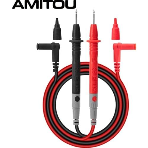 AMITOU Universal Probe Test Leads Pin 1 Pair for Digital Multimeter Needle Tip Meter 10A 1000V Tester Lead Probe Wire Pen Cable