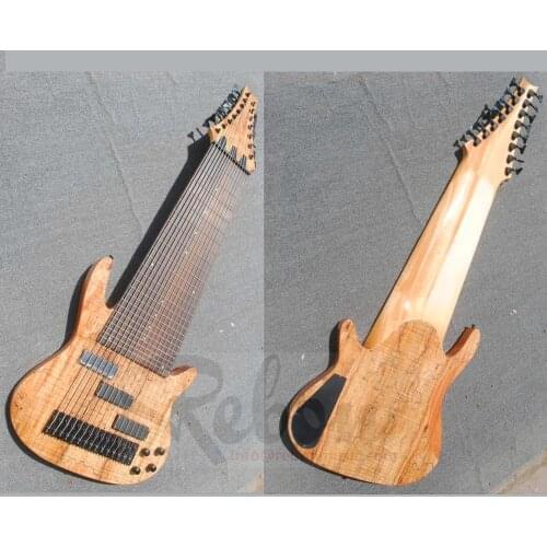 Weifang Rebon 15 String Neck through body electric Bass Guitar with Spalted Maple veneer