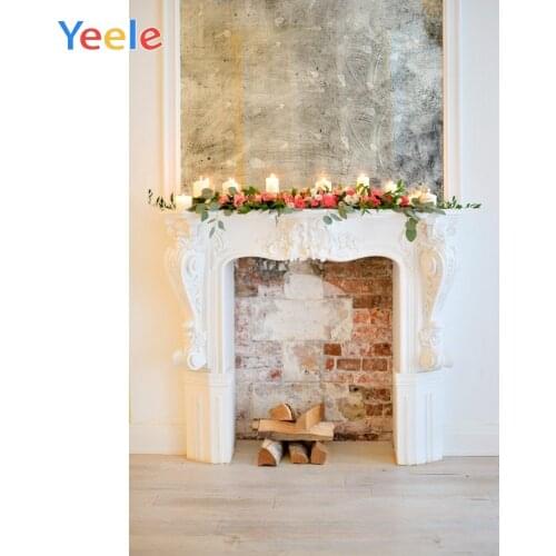 Yeele Interior Fireplace Candel Wooden Floor Baby Child Photography Background Customize Photographic Backdrops For Photo Studio