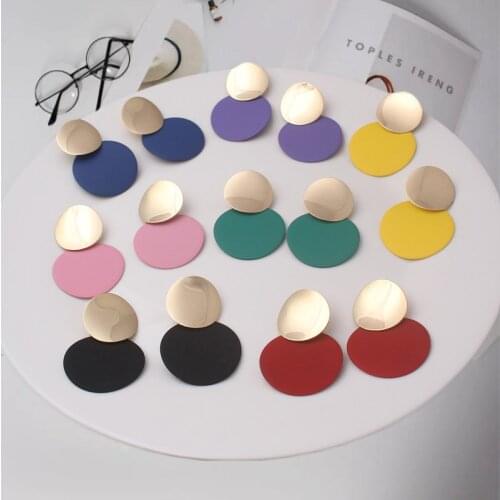 Uneven Round Drop Earrings for Women Gold Color Metal Dangle Earrings Unusual Hanging Earrings pendientes Fashion bijoux femme