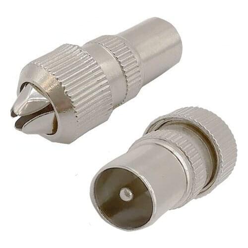 1/2/5Pcs Silver TV Aerial Plug RF Coaxial Cable Connector Metal TV Male Plug Antenna Head Converter RF Coax Wire Adapter