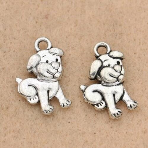 10pcs Dog Animal Charm Pendant fit Bracelet Necklace Tibetan Silver Plated Jewelry DIY Making Accessories 17x13mm