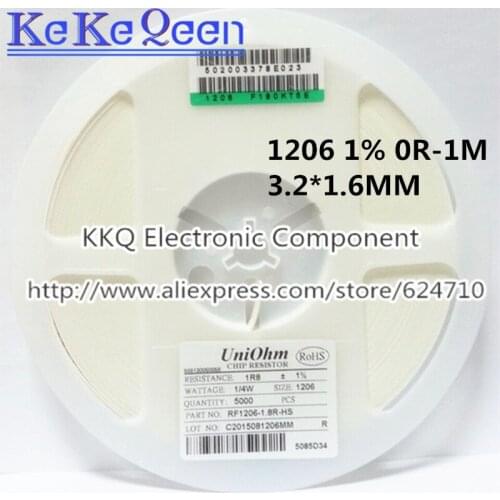 100PCS/LOT 1206 1% 3216 3.2*1.6mm J 0R 1R 1.1R 1R1 1.2R 1R2 1.3R 1R3 1.5R 1R5 1.6R 1R6 1.8R 1R8 2R 2.2R 2R2 2.4R 2R4 2.7R 2R7