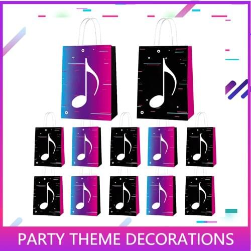 12 Pack Party Goodie Bag with Handle Birthday Gift Bags for Kids Adults Musical Themed Birthday Party Supplies Favor Gift Bags