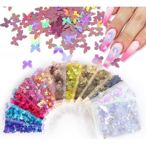 3g Pearly Butterfly Nail Sequin Glitter Flake Summer Nail Art Decorations Paillette French Polish Manicure Accessories 12 colors