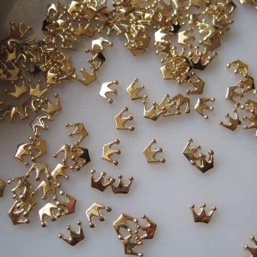 50pcs/pack metal nail art alloy golden crown for jewelry nails sticker decoration gel nail art diy tools