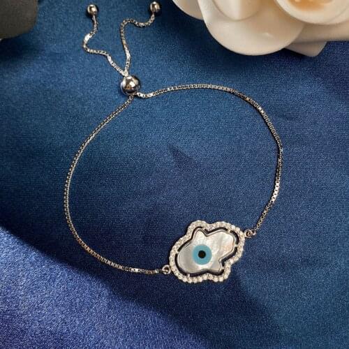 925 Sterling Silver 17.5*22MM White Mother-Of-Pearl Small Geometric Bracelet For Women Romantic Wedding Engagement Fine Jewelry