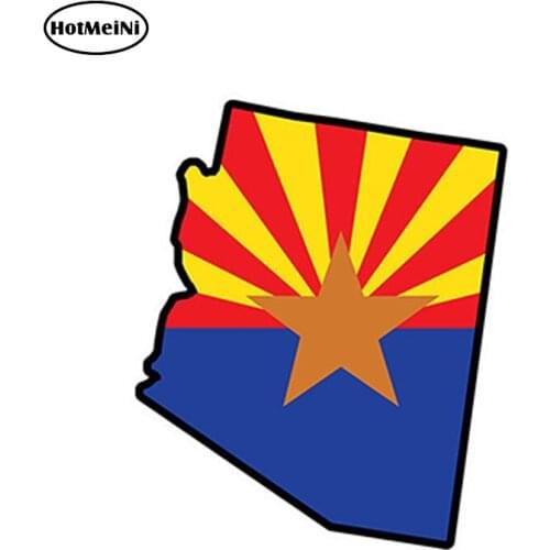 HotMeiNi 13cm x 10cm Car Sticker Arizona Flag Map Shape Printed Vinyl Decal Sticker Ar USA Waterproof Car Styling Accessories