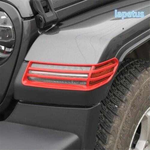 Lapetus Car Front Face Wheel Eyebrow Lampshade Decoration Frame Cover Trim 2 Piece ABS Fit For Jeep Wrangler JL 2018 2019 2020