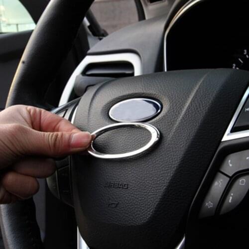 Car-styling 3D Creative Chrome Steering Wheel Logo Sticker for Ford Fiesta Ecosport Kuga Escape Focus MK2 MK3 MK4 For Mondeo