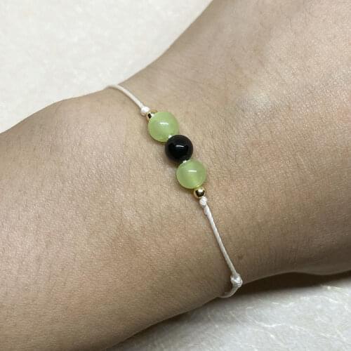 Womens Bracelets 6mm Green Beads Natural Stones Decorations Handmade Adjustable Rope Bracelet Fashion Gift Female Jewelry