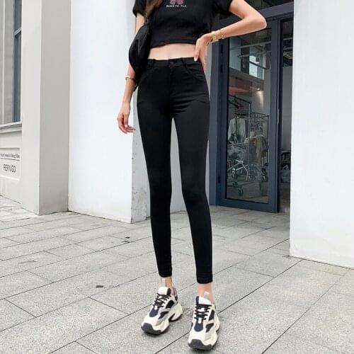 New Pants Women Fashion Slim High Waisted Stretchy Skinny Pencil Pants Solid Color Streetwear Trousers