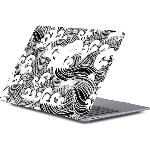 Sea Waves Black White Pattern Laptop Case For Apple MacBook Retina Air 11 12 13.3 New Pro 15.4 16 inch Cover shell