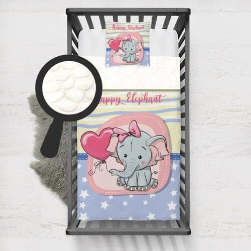 Kids Minky Blanket Super Soft and Warm Baby Blankets Children for Couch and Bed Happy Elephant Pink Model 018