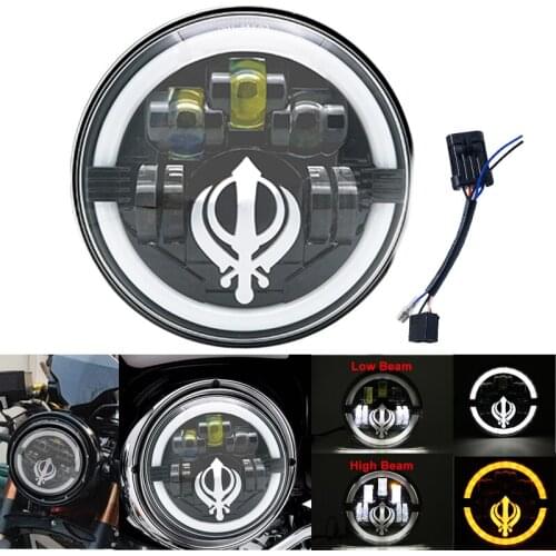 New 7 Inch Round Motorcycle Projector MOTO LED 7" Headlight With Halo & DRL&Turn Light For Street Glide Softail Cafe Racer Honda