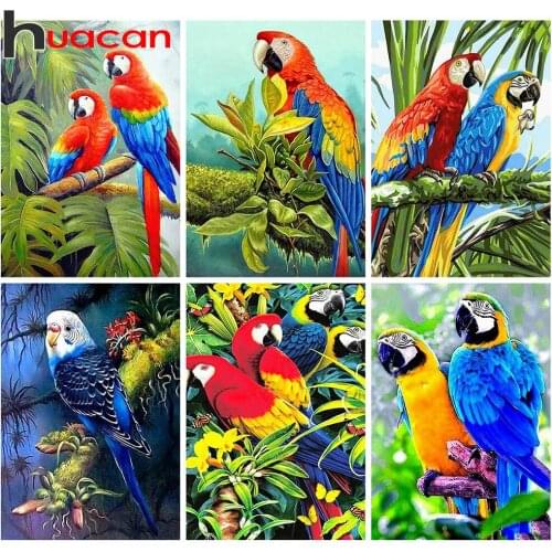 Huacan 5D Diamond Painting Full Square Bird Diamond Embroidery Mosaic Parrot Kits Art Home Decoration