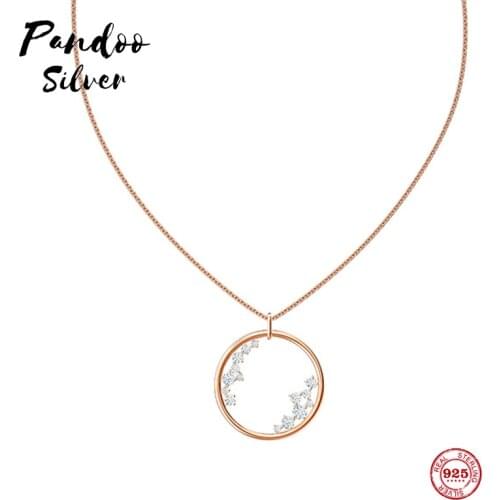 PANDOO Fashion Charm Pure 925 Silver Original 1:1 Copy, Elegant Subtle Exquisite Wild Necklace Female Luxury Jewelry Gifts