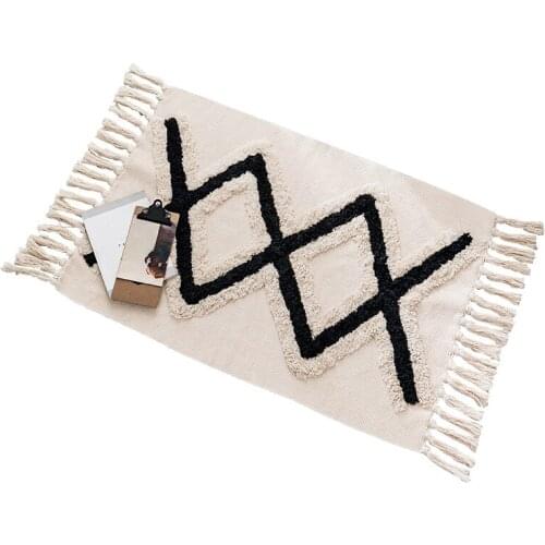 Washable Prayer Area Tassel Carpet Bedroom Living Room Sofa Floor Carpet Laundry Room Decoration Non-Slip Mat Carpet Felted