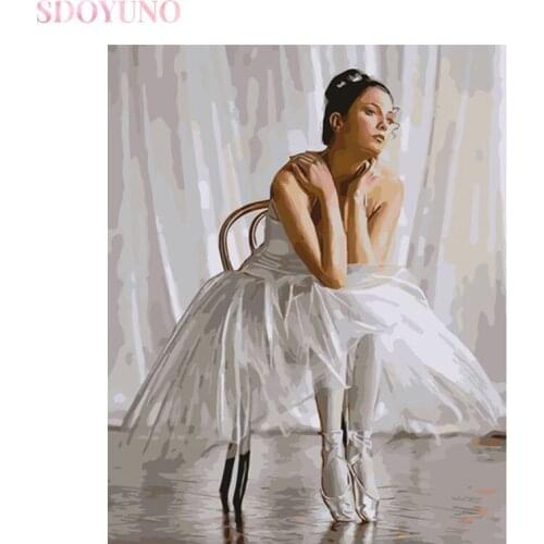 SDOYUNO diy painting by numbers kit for adults Performance Ballet Dancer art supplies HandPainted Home Decor Gift Canvas Drawing