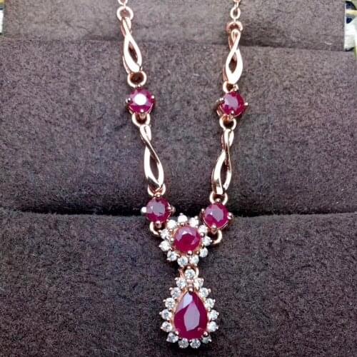Natural red ruby gem Personality twist Diana Pendant necklace S925 silver Natural gemstone necklace women wedding gift jewelery