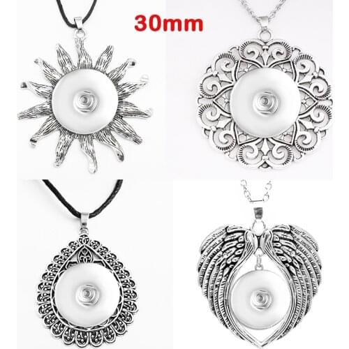 2021 New SUN Wings snowflake Flower vintage Snap Button Necklace fit 30mm snap button DE193