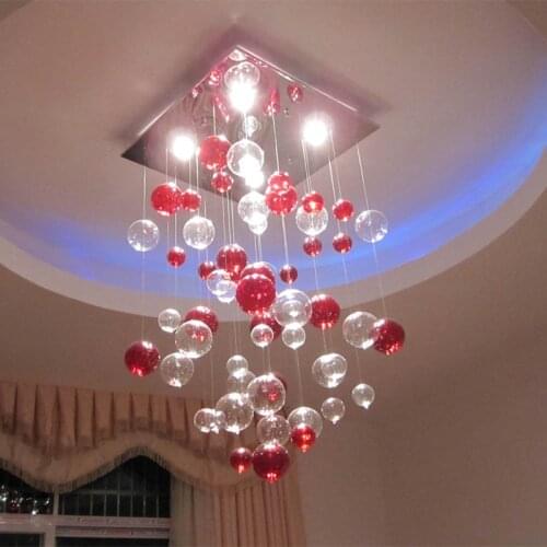 New Modern Romantic Transparent Red Bubble Ceiling Lighting LED GU10 Bulbs Light Fixture Flush Mount Lamp LD120