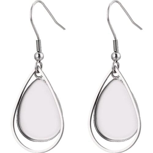 10pcs Stainless Steel Teardrop Earrings Bases Settings Earring Blank DIY Earring Kits 13x18mm Bezel Earring Tray Jewelry Making