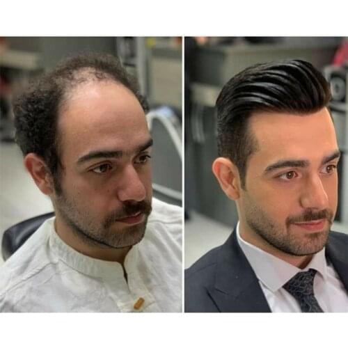 Mens Toupee Wigs For Man Human Hair Hairpiece Systems Replacement Lace Natural Black Silky Straight Mono Pu Hair Piece