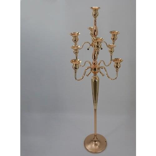 IMUWEN Candelabras 9 Arms Candle Holders Metal Gold Candlesticks For Wedding Centerpieces Event Party Decoration IM834