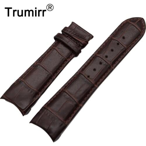 Curved End Genuine Leather Watchband 22mm 23mm 24mm for Tissot Couturier T035 Watch Band Steel Buckle Strap Wrist Bracelet Brown