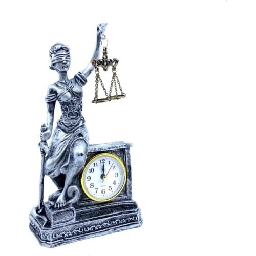 Premium Special Design Clocks Justice Statue Biblosu SILVER