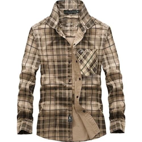 New Brand Military Shirts Men Plaid Shirts Cotton Smart Casual Long Sleeve Blouse Fashion Male Autumn Winter Shirts Male Clothes