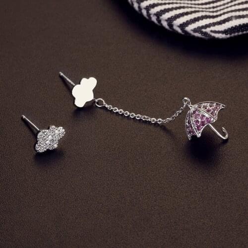 Korean Personality Earrings Sweet Asymmetric Umbrella Cloud Fashion Earrings For Female Birthday Gift For Best Friend