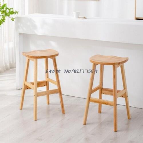 Nordic Solid Wood High Stools Solid Wood Bar Stools Home Stools Simple Bar Stools Bar Stools Milk Tea Shop Chairs