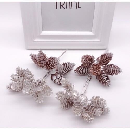 Pine cone 6-10pcs artificial flower pineapple artificial grass Christmas wedding home decoration DIY scrapbook gift box