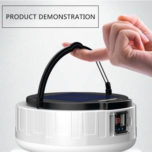 LED Camping Lantern 1200mAh USB Rechargeable Portable Solar Light Bulb Lamp for Outages Outdoor Hiking