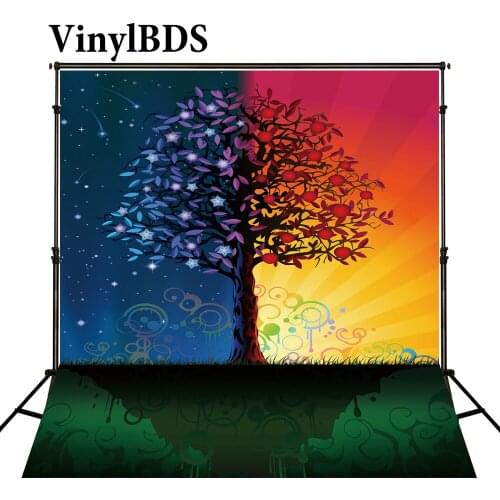 VinylBDS Tree Background Photography Star Sky Meteor Music Symbol for Children Party Photo Studio Backdrop Photocall Wedding
