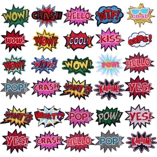 Embroidered Patches For Clothing Punk Funny Biker Letter Art Jacket Jeans DIY Sticker Fabric Appliqued Stripes Iron On Patches